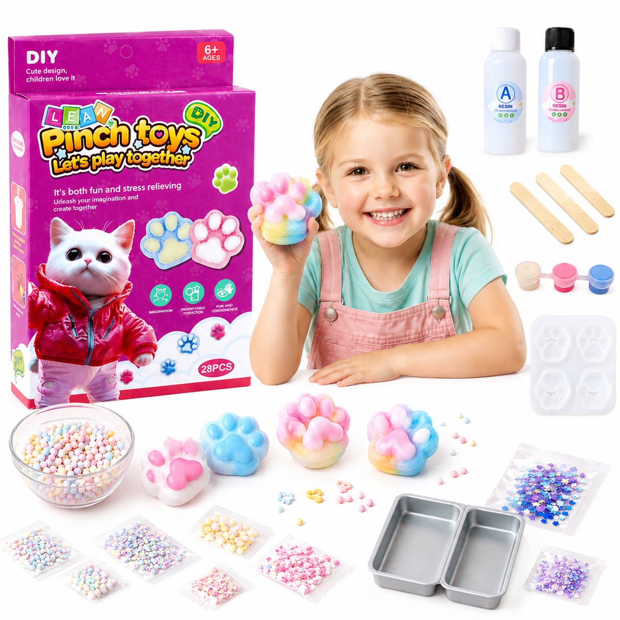 Zestaw Kreatywny DIY Do Tworzenia Gniotków Gniotek Kocia Łapka Squishy